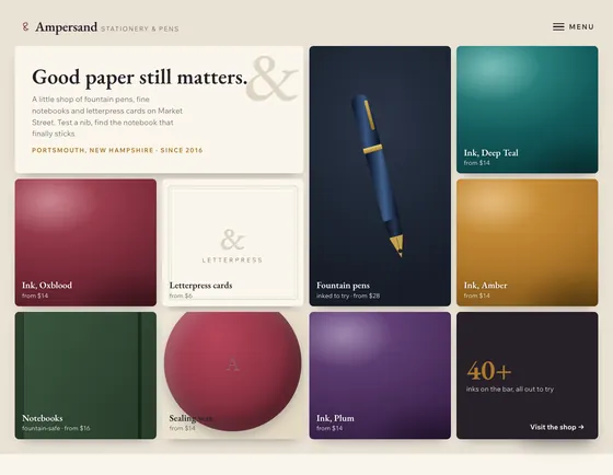 Ampersand, Stationery & pen shop, Portsmouth. A sample site from our studio.