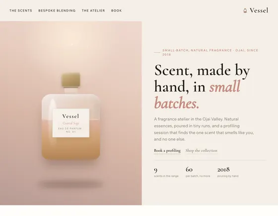 Vessel, Fragrance atelier, Ojai. A sample site from our studio.