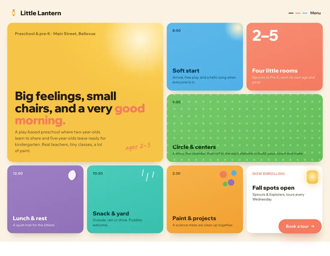 Home page of Little Lantern, an example site for preschool & pre-K in Bellevue